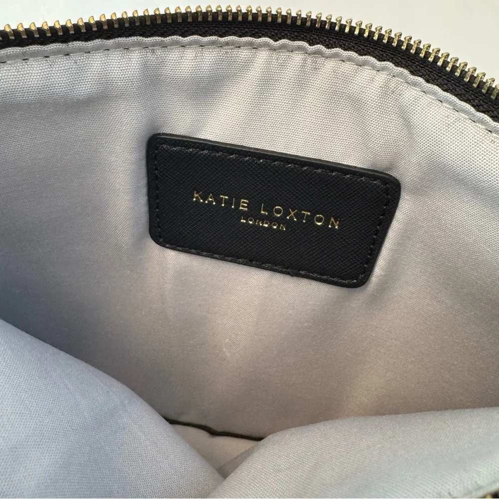 Katie Loxton Ta Dah Perfect Pouch Wallet Vegan Faux Leather Black Saffiano Gold
